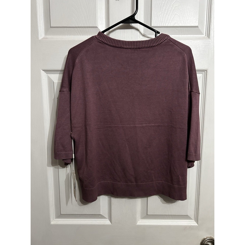 NWT Cyrus sweater L scoop neck 3/4 sleeves knit rayon purple pull over cozy - Picture 8 of 9